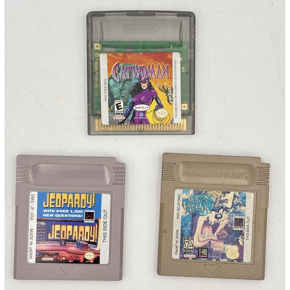 Lot Of 3 Gameboy Games (Untested) Catwoman, Jeopardy, Taz Mania